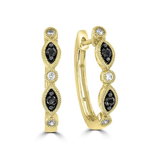 MP5841 9ct YG Black Sapphire (4 Round 2mm) and CZ Huggie Earrings