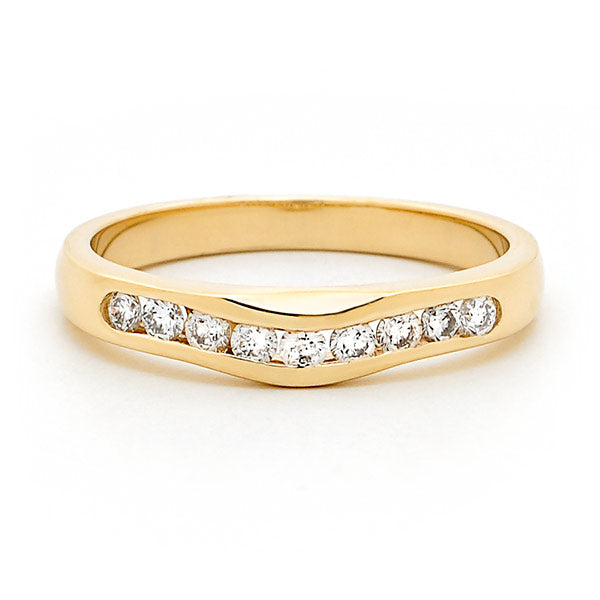18ct Gold Channel Set Curved Diamond Ring