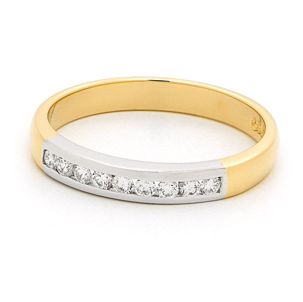 18ct Two Tone Gold Diamond Channel Set Band