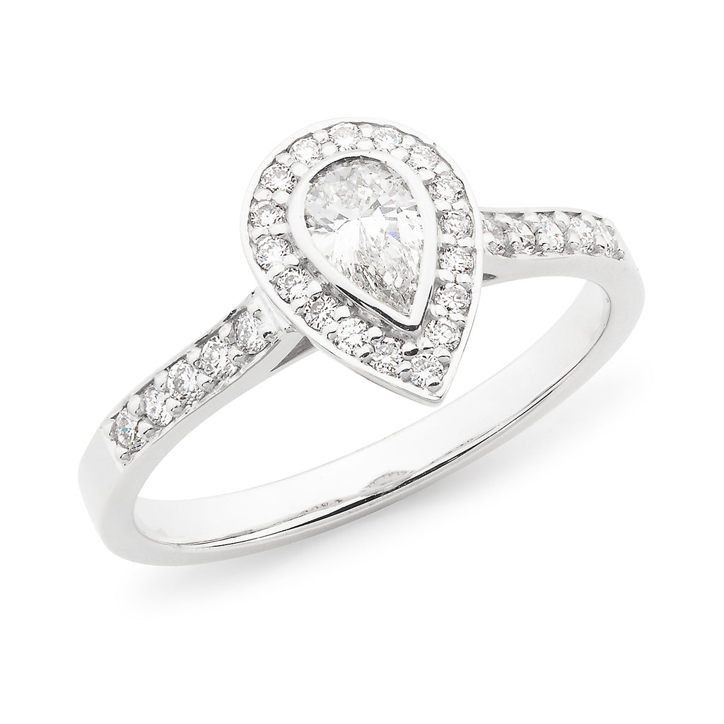 18ct White Gold Pear Shaped Diamond Ring