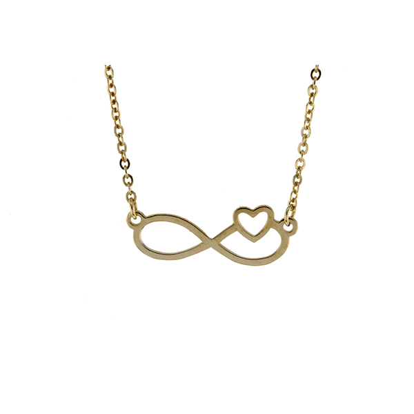 9ct 45cm Infinity with Heart Necklace