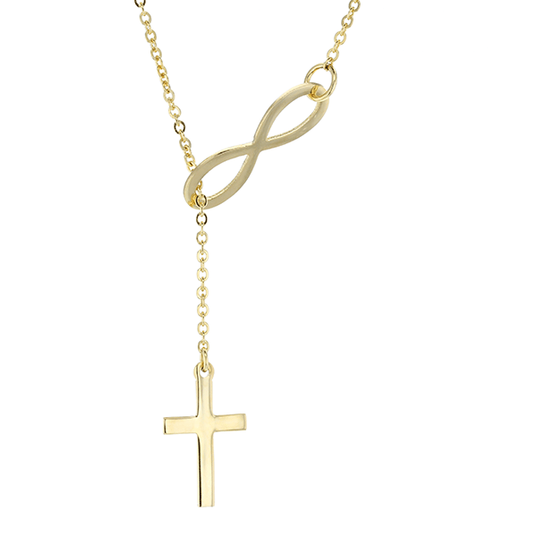 9ct 50cm Cross Through The Infinity Necklace.