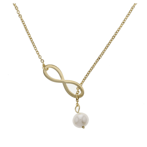 9ct 50cm Pearl Through The Infinity Necklace