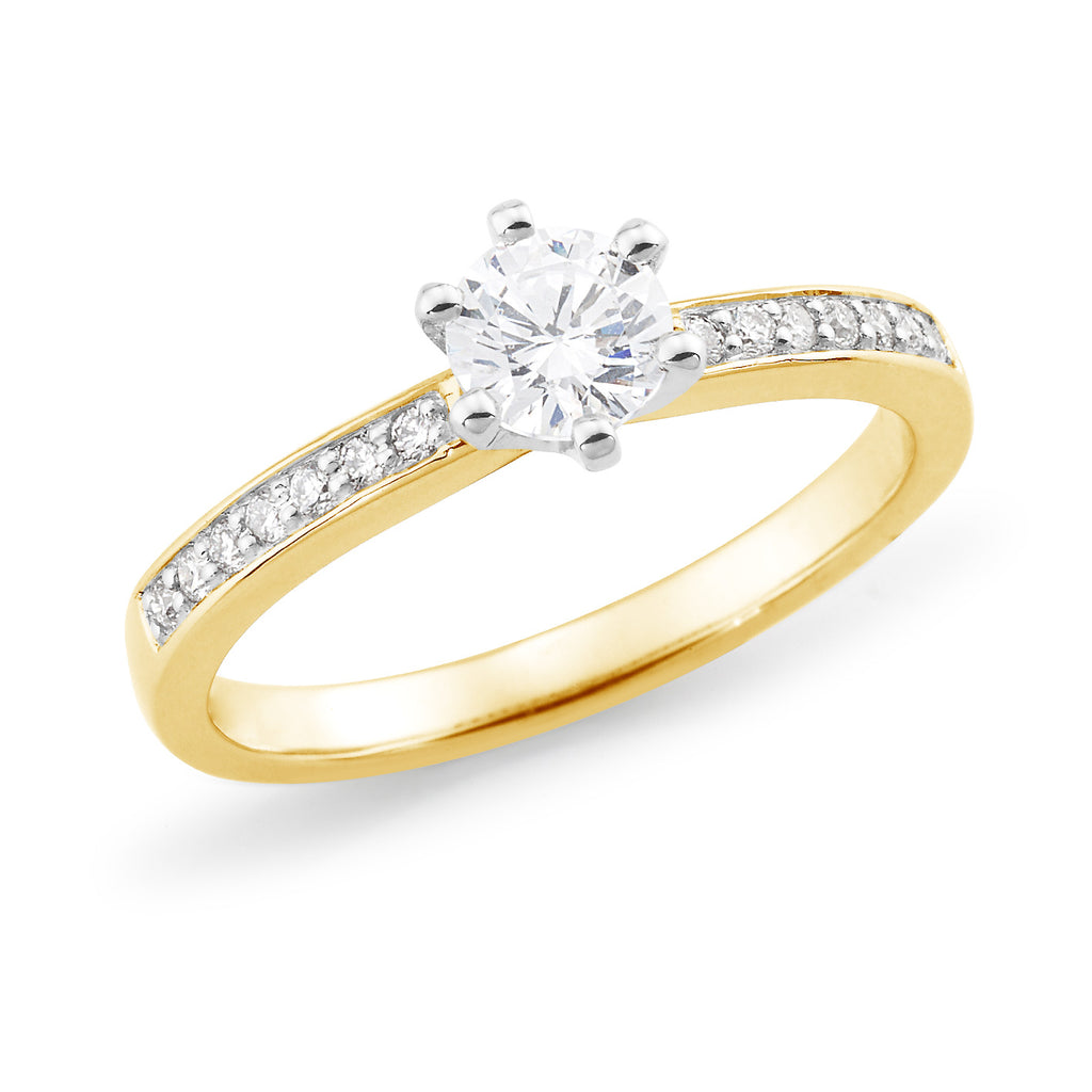9ct Gold Diamond Ring with White Gold Setting