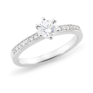 9ct White Gold 6 Claw Solitaire Diamond Ring