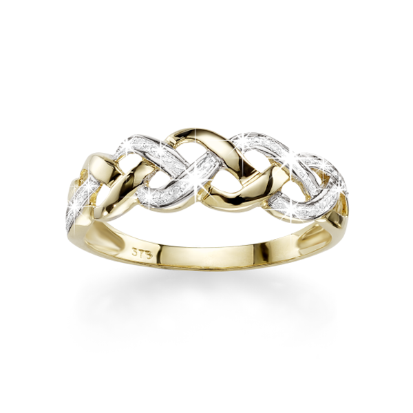 9ct Gold Diamond-Set Open-Plait Dress Ring