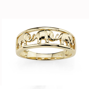 9ct Gold Parade Of Elephants Ring