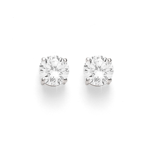 Sterling Silver 4mm Round 4 Claw Set Cubic Zirconia Studs