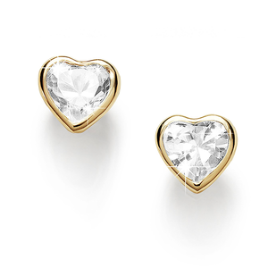 9ct Gold Bezel-Set 4mm Heart Stud Earrings