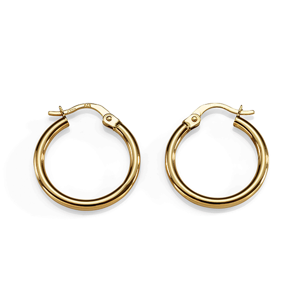 9ct Gold 15mm Diameter 2mm Wide Polished Hoops