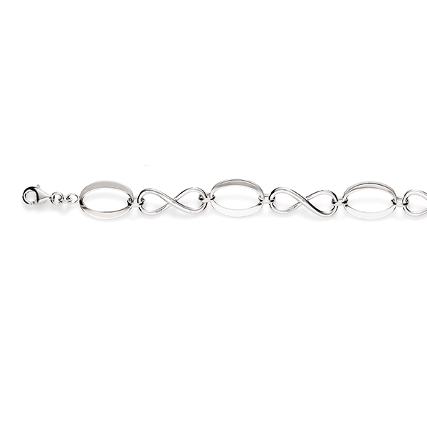 Sterling Silver Polished Infinity And Open Oval Link Bracelet