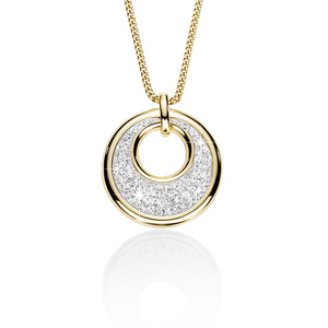 9ct Bonded Tapered Crystal Encrusted Circle Pendant