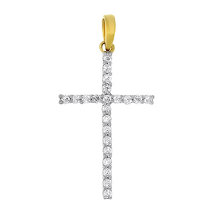Yellow Gold 0.12ct Claw Set Diamond Cross Pendant