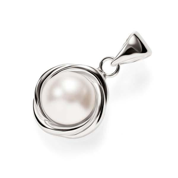 Sterling Silver Rope Halo Pearl Pendant