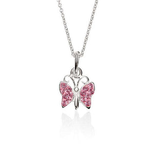 Sterling Silver Pink Cubic Zirconia Butterflyppendant