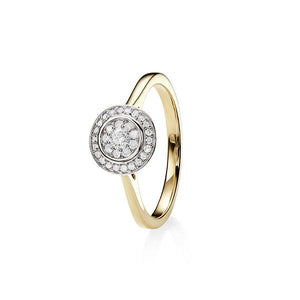 9ct Yellow Gold 0.25ct Halo Cluster Ring With Polished Shoulders