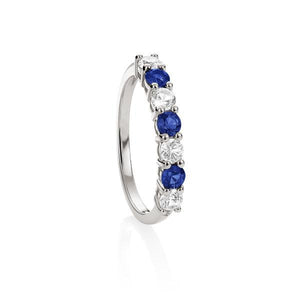 Sterling Silver Created Blue & Created White Sapphire Eternity Ring