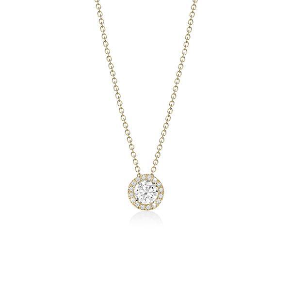 9ct Yellow Gold Cubic Zirconia Halo Pendant And Chain
