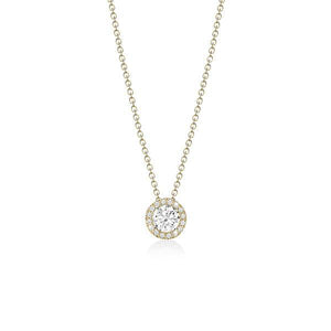 9ct Yellow Gold Cubic Zirconia Halo Pendant And Chain