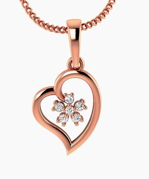 9ct Rose Gold 6Rd=0.05ct (Ttlb/P1-2) Heart Pendant W/O Chain