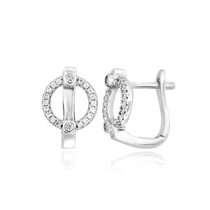 MP5826 Sterling Silver and CZ Open Circle Huggie Earrings