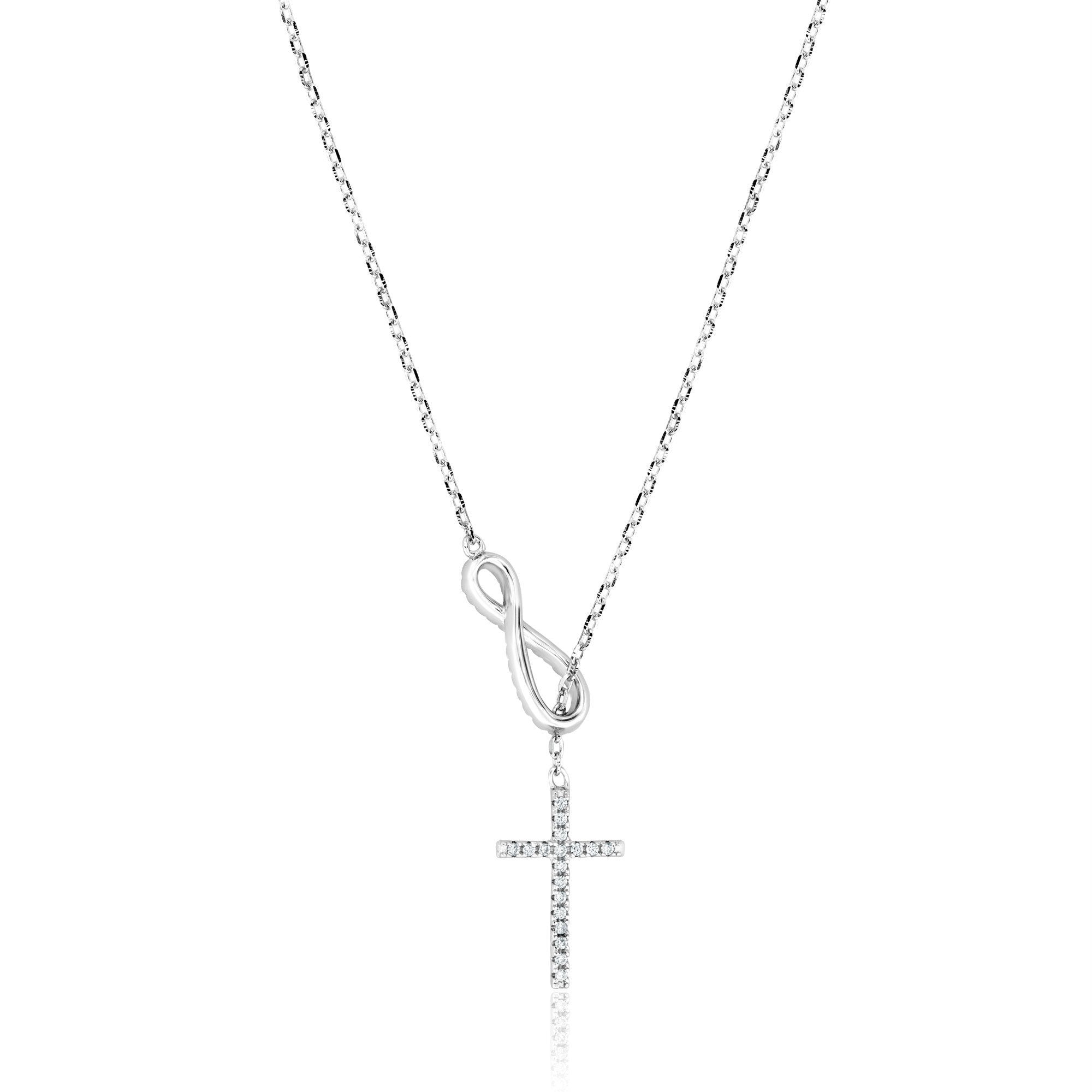 MP5830 Sterling Silver and CZ Infinity & Cross Necklace