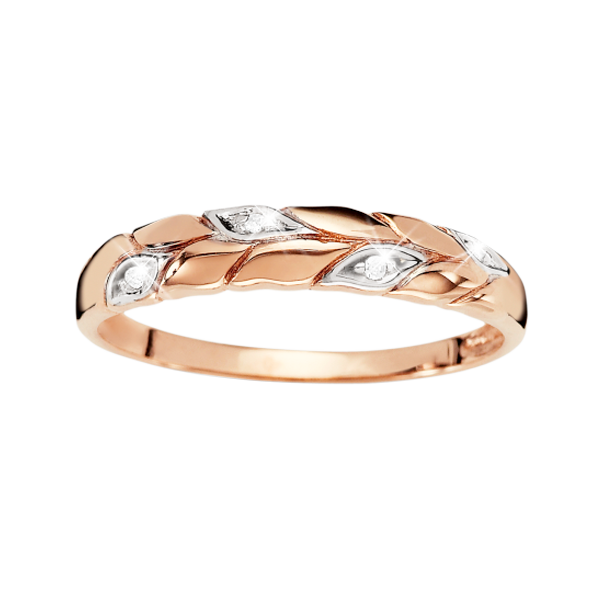 9ct Rose Gold Diamond-Set Wheat-Design Dress Ring