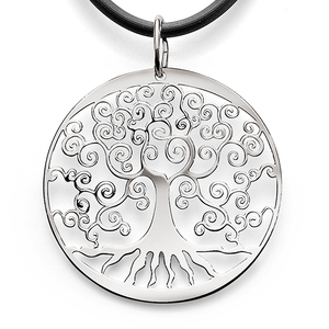 Sterling Silver Round Filigree 'Tree Of Life' Disc Pendant