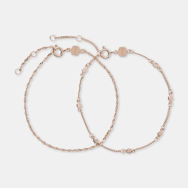 Essentielle Rose Gold Set Twisted and Hexagon Chain