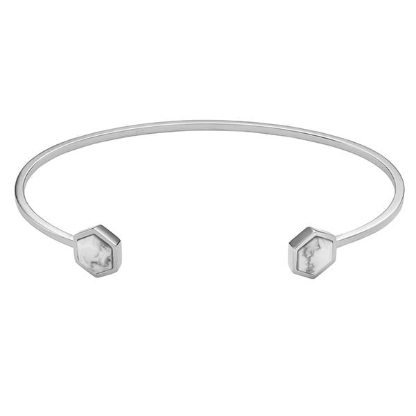 CLUSE Idylle Silver Marble Hexagons Open Cuff