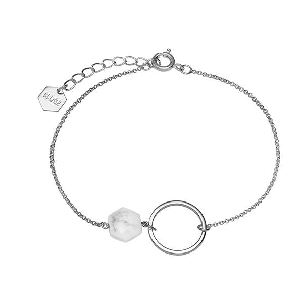 CLUSE Idylle Silver Open Circle Marble Hexagon Chain Bracelet