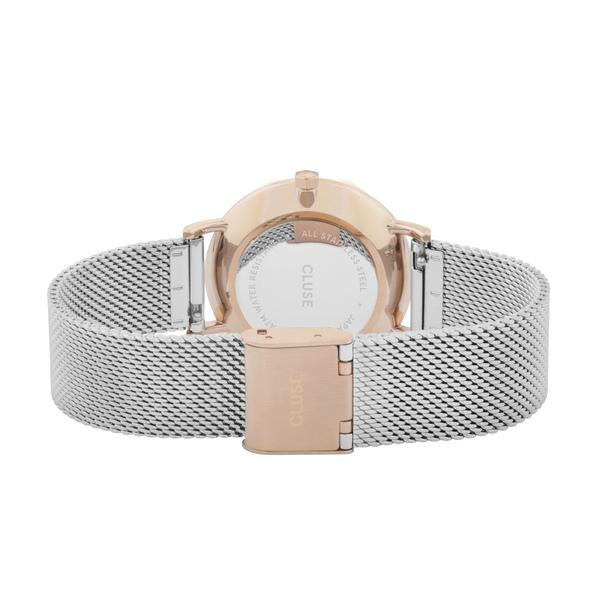 CLUSE Minuit Silver Rose Gold/Silver Mesh