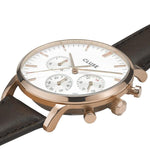CLUSE Mens Aravis Chronograph Rose Gold White/Brown Leather Watch
