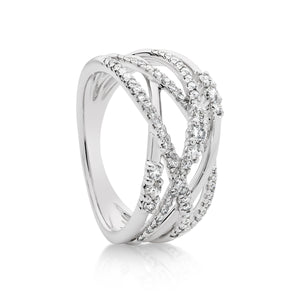 9ct White Gold 0.50ct Diamond Crossover Ring (7254112764068)